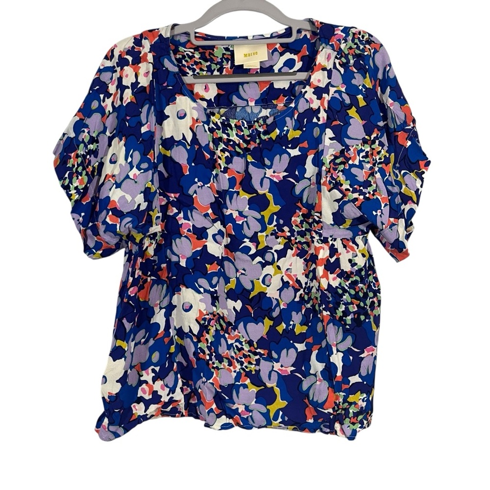 Maeve short sleeve floral blouse